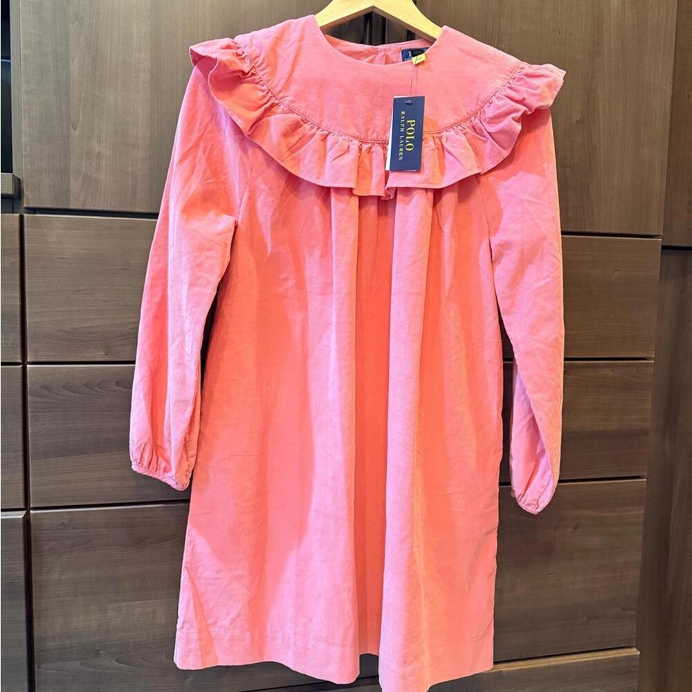 NWT Ralph Lauren Ruffled Cotton Corduroy Dress - Picture 3 of 9